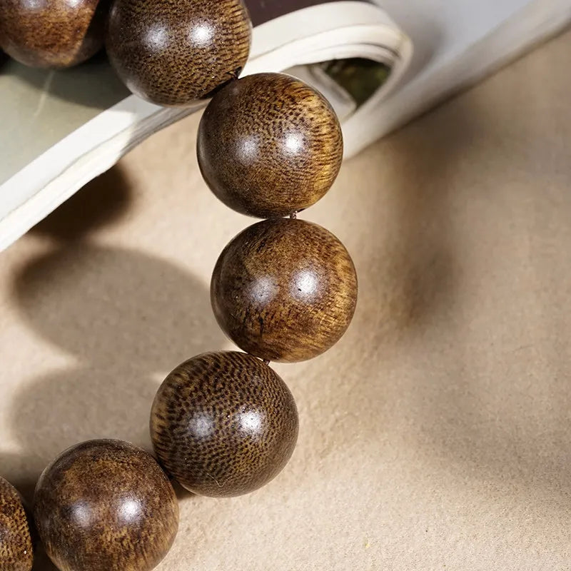 Waterborne Brunei Agarwood Bracelets Single Circle Round Bead Buddhist Prayer Beads Hand Jewelry for Men and Women Gifts