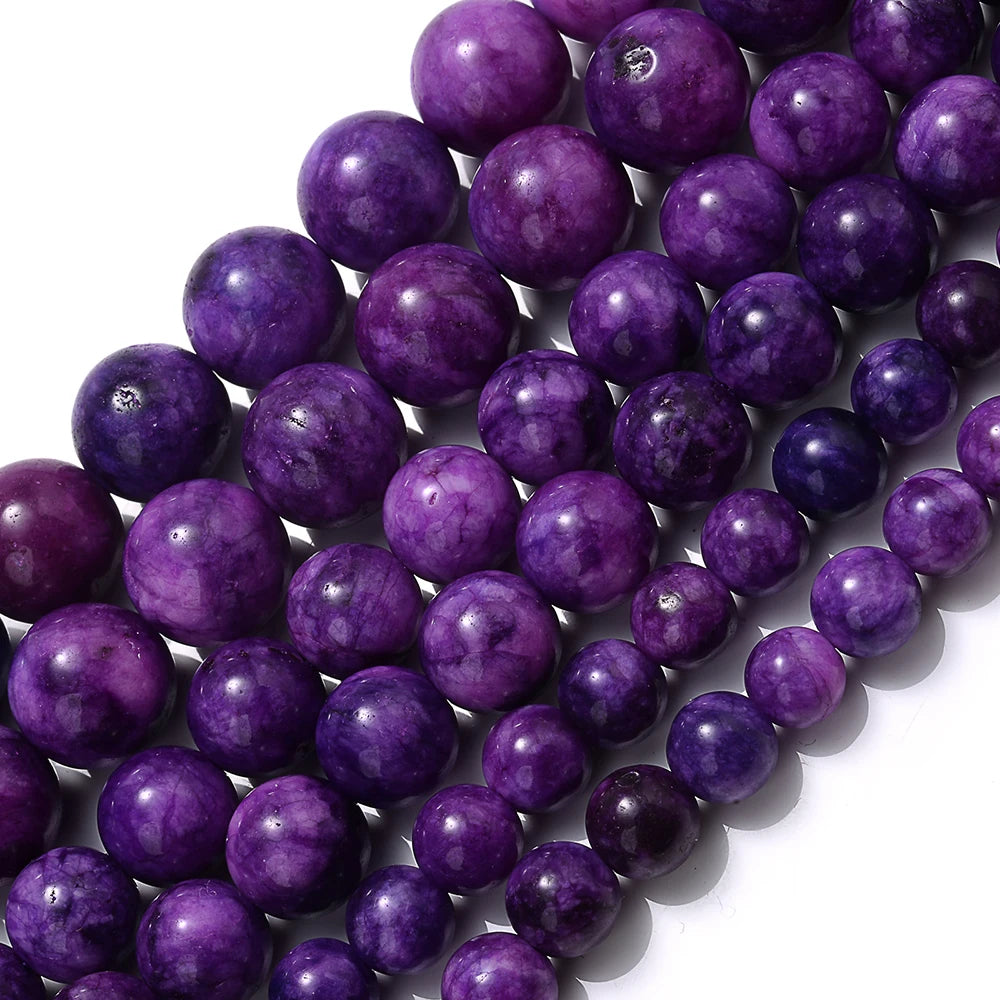 Natural Stone Beads Purple Crystal Morganite Chalcedony Agates Jades Beads For Jewelry Making Handmade Bracelet Necklace 4-10MM