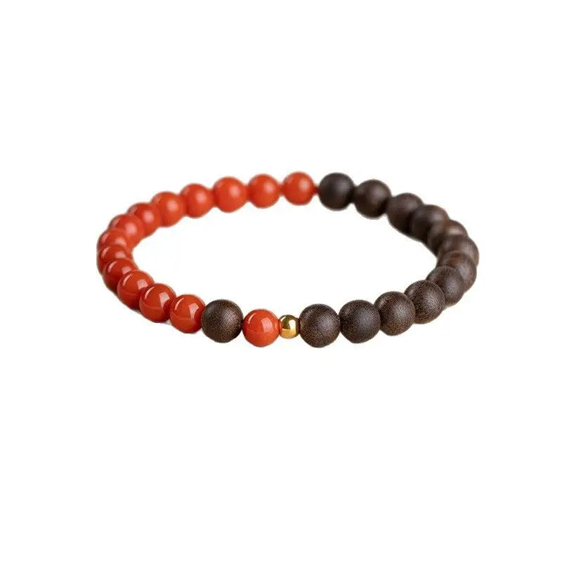 Unisex Chinese Style Single Loop Beaded Bracelet 2026 Natural Agarwood Southern Red Agate Wenwan Bracelet For Daily Wear Gift