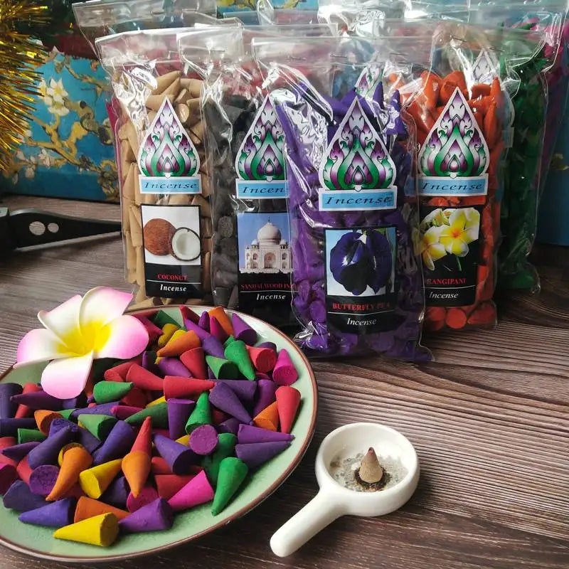 100pcs Thai Tower Incense Agarwood Sandalwood Bedroom Office Air Purification Soothing Spiritual Temple Meditation Aromatherapy