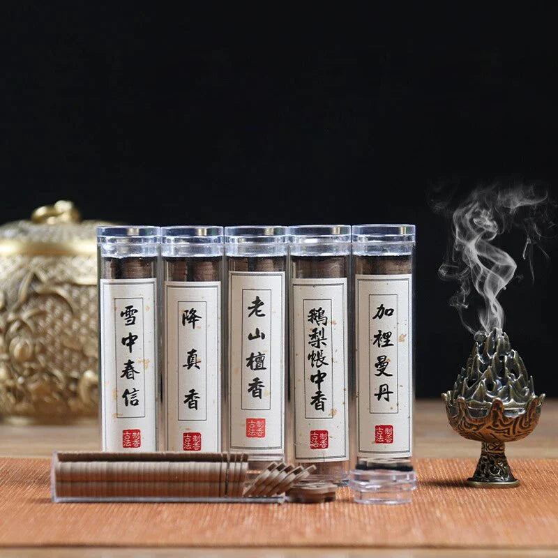 42pcs/tube Natural Material Special Shape Coil Incense Burning 30 Mins Jasmine Lavender Home Aroma Fragrance Yoga Meditation