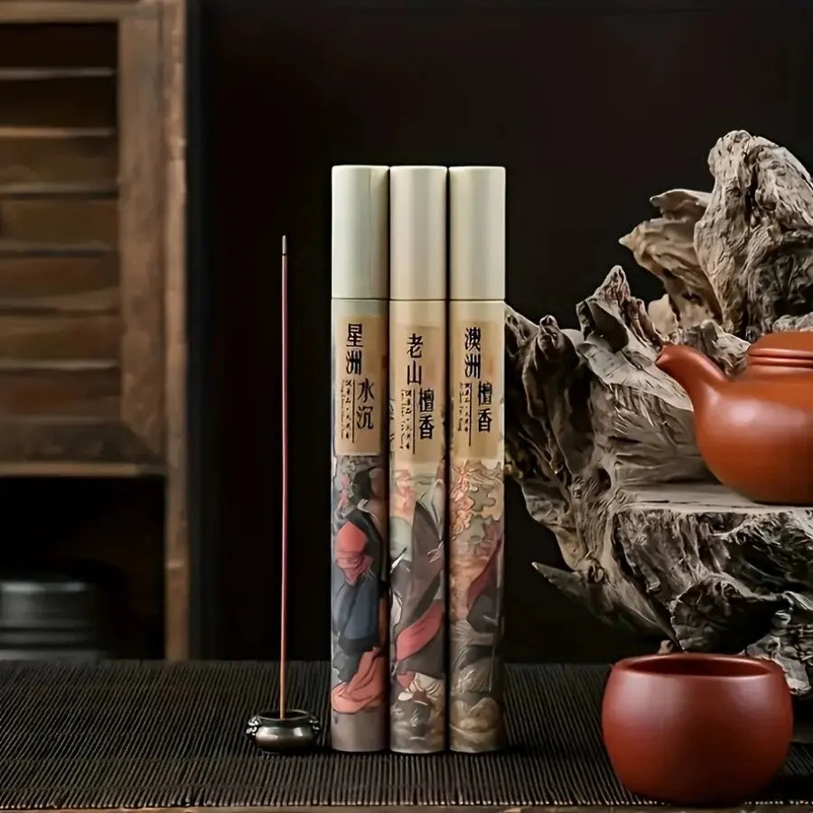 400pcs Natural Incense Sticks in Tube Paintbrush Style Sandalwood Agarwood Wooden Stick Ideal for Home Office Aromatherapy Gift