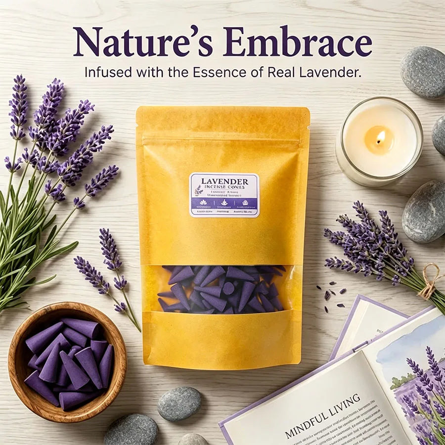 Premium lavender aromatherapy cones, traditionally handcrafted, with a gentle and sweet lavender scent, for relaxation and sleep, a comfortable home fragrance, suitable for yoga and meditation, indoor and outdoor use, and ideal for holiday gifts