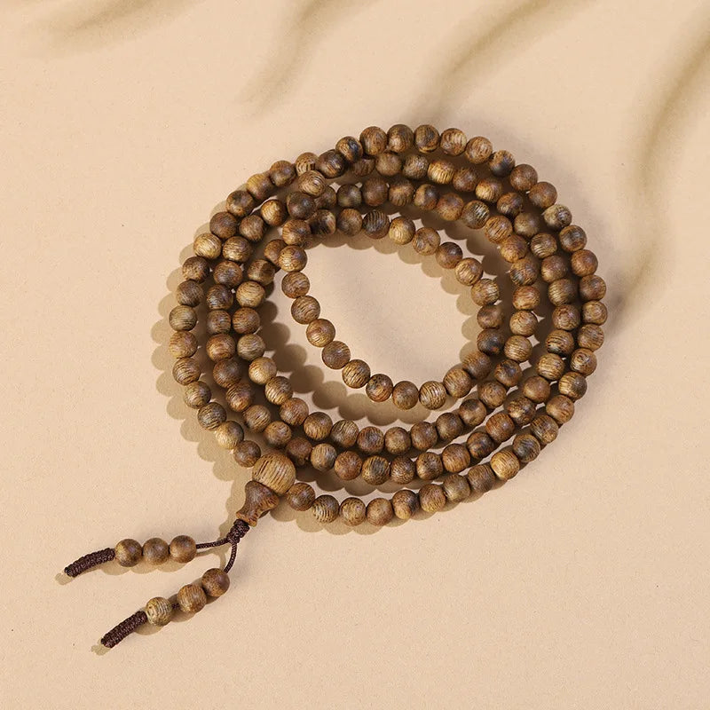 Authentic Hainan Qinan Agarwood 108 Prayer Beads Bracelet – High Oil Content, Old Material, Multi-Layer for Men & Women, Gift