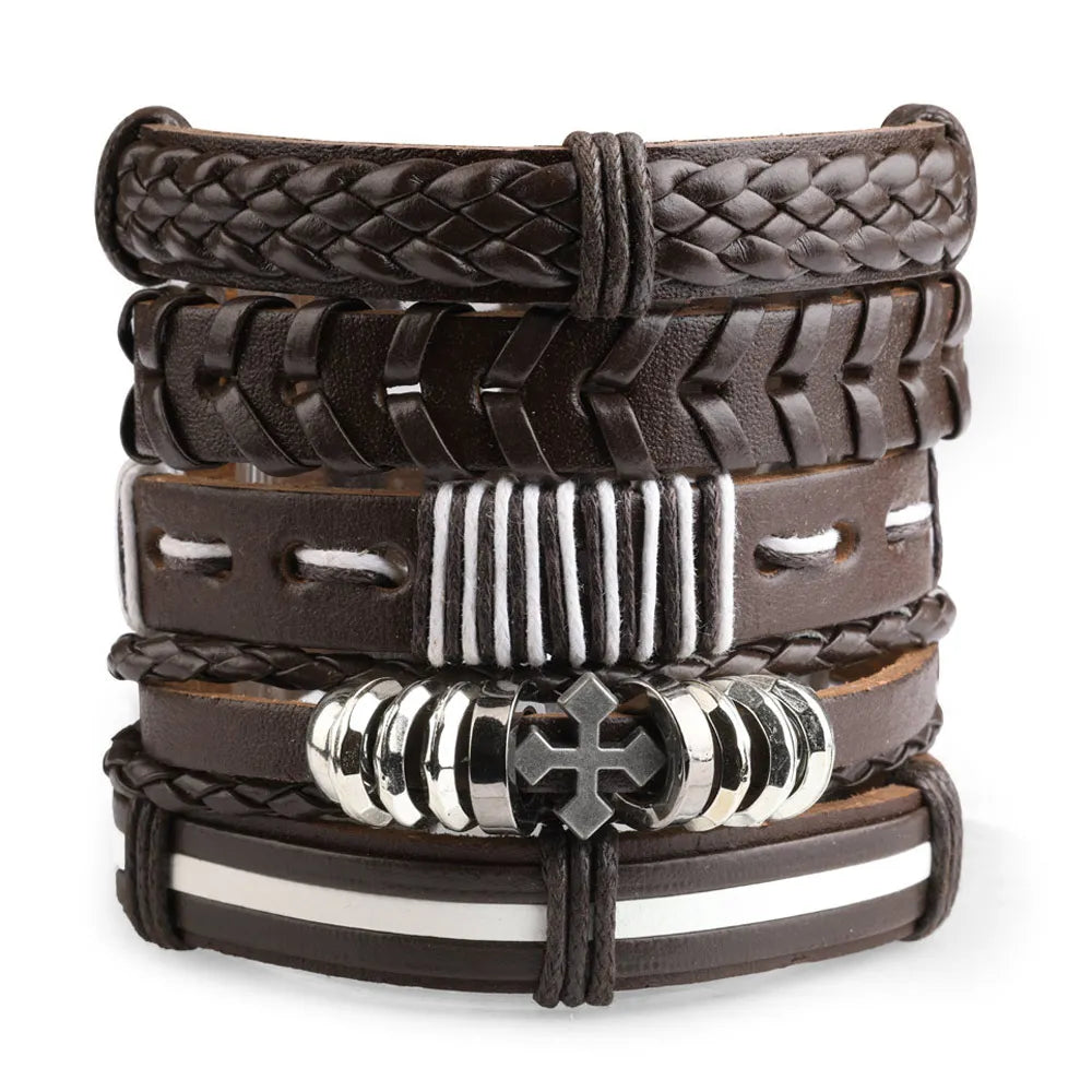 Punk Leather Bracelet for Men - Gothic Style Adjustable