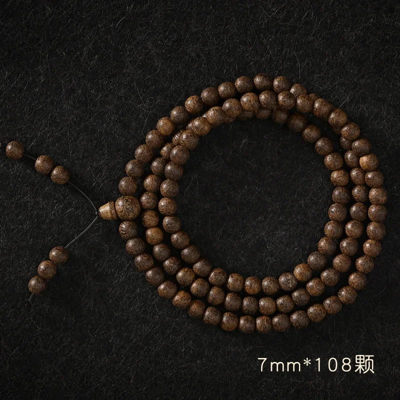 7mm 108 Agarwood Bracelet Natural Wood Moon Beads