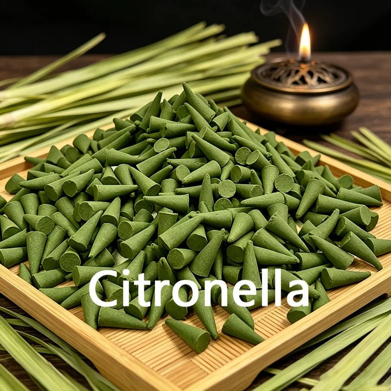 Large Lemongrass Incense Cone, 3.7cm High, Made by Hand from Lemongrass Powder and Essential Oils, with a Rich Aroma That Lasts for a Long Time, Suitable for Purifying the Air, Meditation, Yoga, and Reading