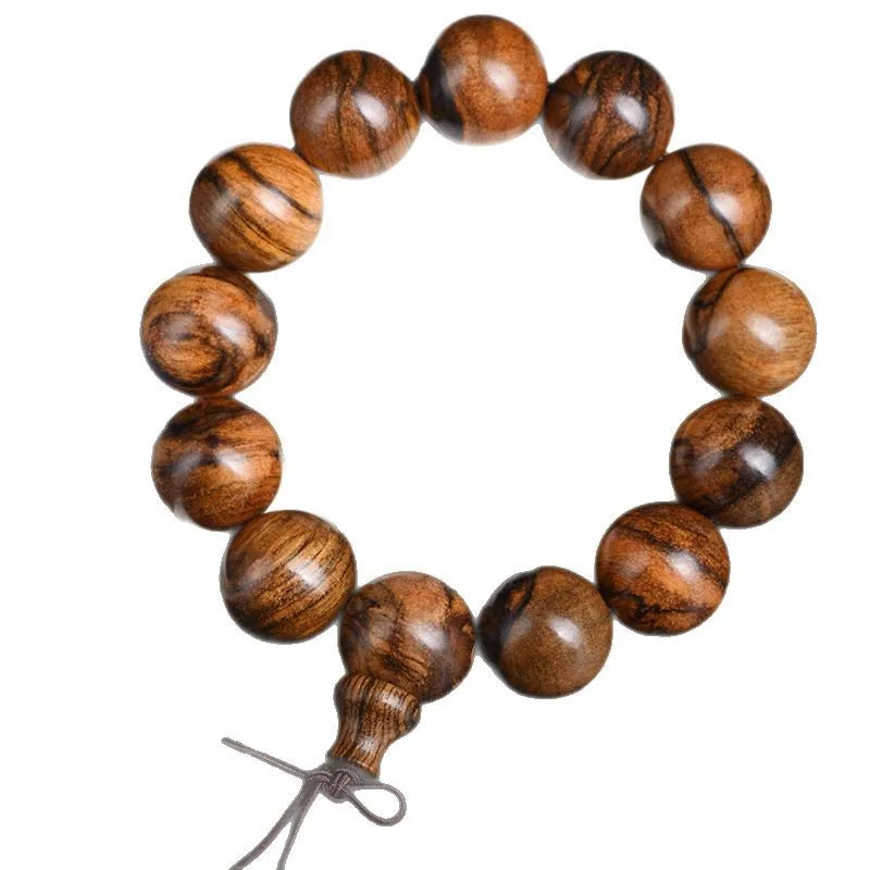 Natural Agarwood Tiger Pattern Bracelet Original Wood Beaded Prayer Beads for Men Women with Fresh Fragrance Gifts