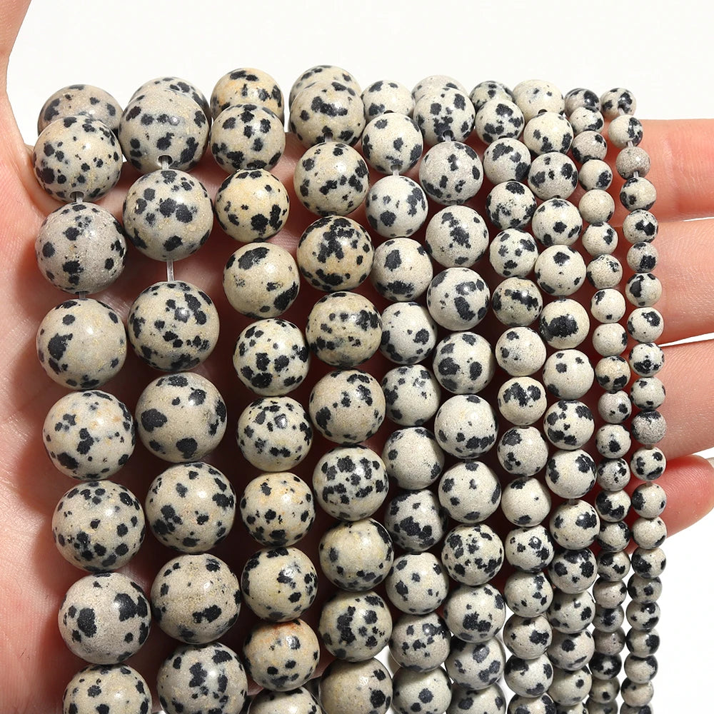 4 6 8 10 12mm Natural Dalmatian Jasper Beads Round Loose Spacer Stone Beads For Jewelry Making DIY Necklace Bracelet Accessories