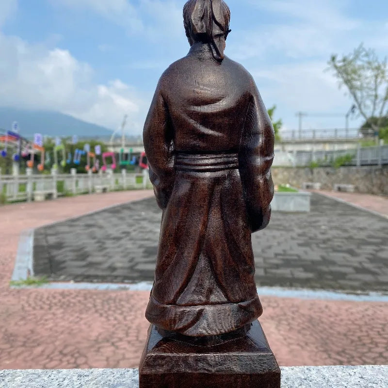 Hand-Carved Agarwood Huatuo Statue 10.6 Feng Shui Figurine