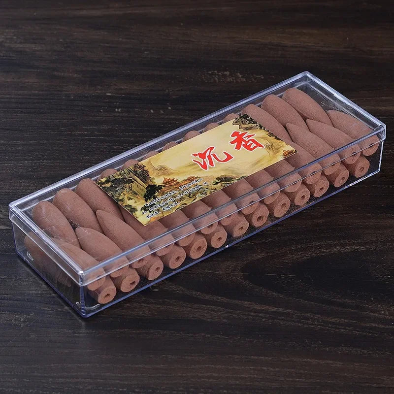 50 Capsules/box of Backflow Incense Cone Aloes Sandalwood DIY Home Office Backflow Smoke Appreciation Meditation Sedation