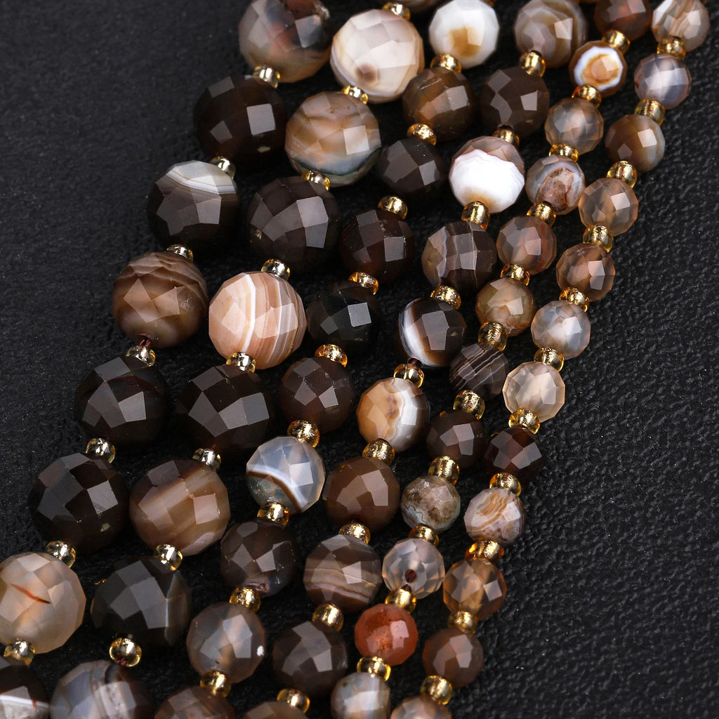 6 8 10mm Faceted Round Beads Natural Garnet Stone Beads for Jewelry Making Diy Bracelet Necklace Accessories 7.5inch