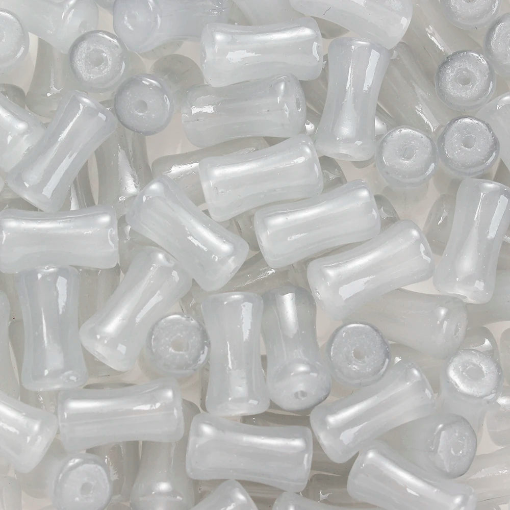 50pcs 12x6mm Mixed Color Glass Beads Columnar Tubular Loose Beads Bamboo-shaped Spacer Beads for DIY Jewelry Making Bracelets