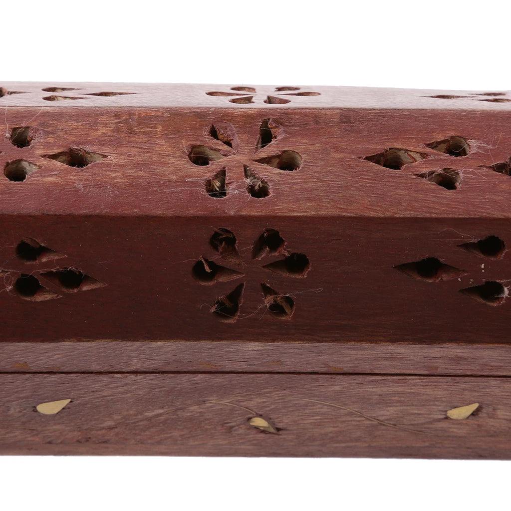 Wooden Incense Holder Insence Insense Burner Ash Catcher Traditional Hollow Out Incense Stick & Cone Ash Holder Storage