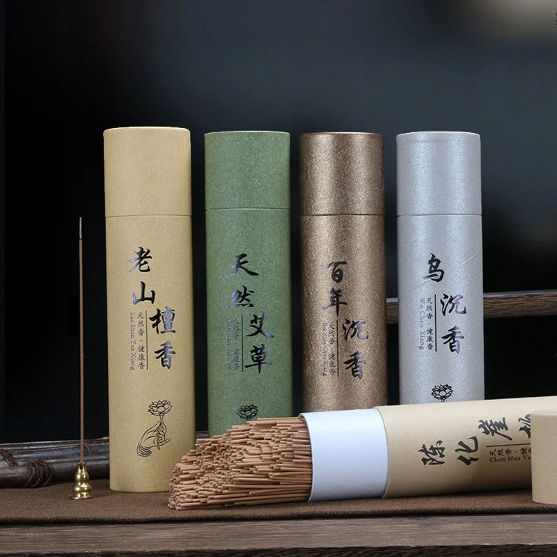 200g Natural Sandalwood Agarwood Incense Sticks, Cypress Mugwort Long-Lasting Herbal Scent for Home, Yoga, Meditation Relaxation