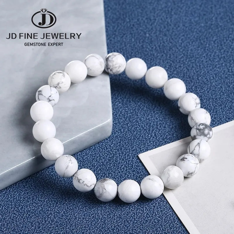 White Howlite Turquoise Bead Bracelet 18-19cm