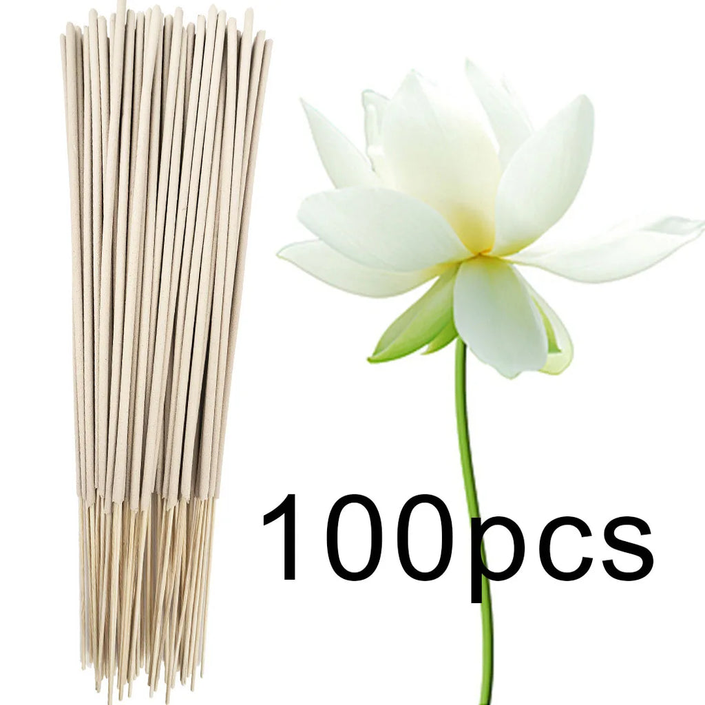 High-Quality Off-White 8.7-Inch White Lotus Incense Sticks, Made from Natural Materials, with a Lotus Scent. White Lotus Symbolizes Holiness, Divinity, and Cleanliness Essential Bamboo Stick Incense for Home