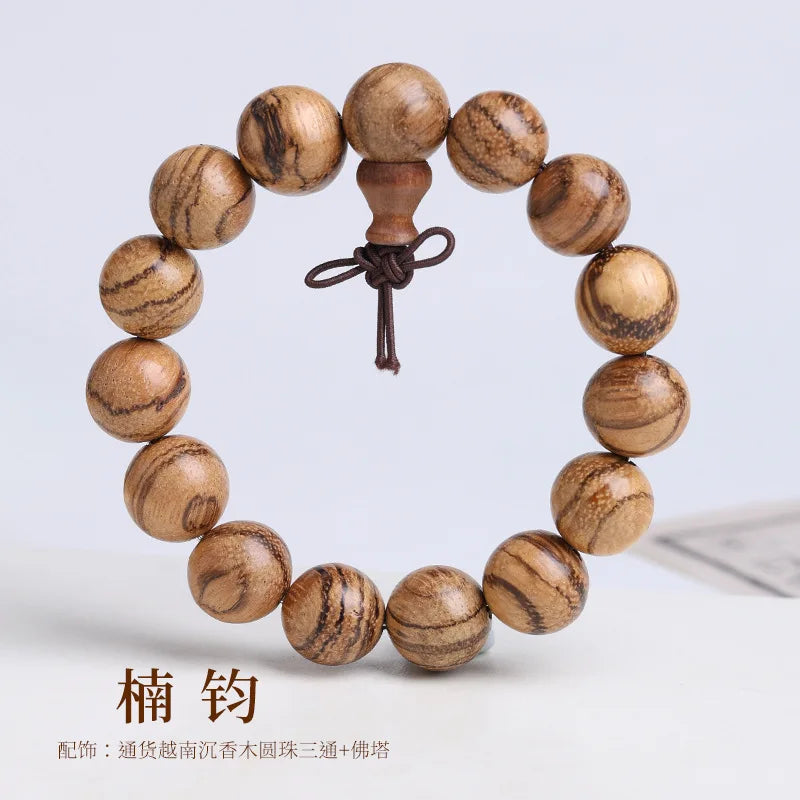 Sandalwood Old Agarwood 108-Bead Buddhist Bracelet, Cultural Play Bracelet, Men's and Women's Necklace, for Handling