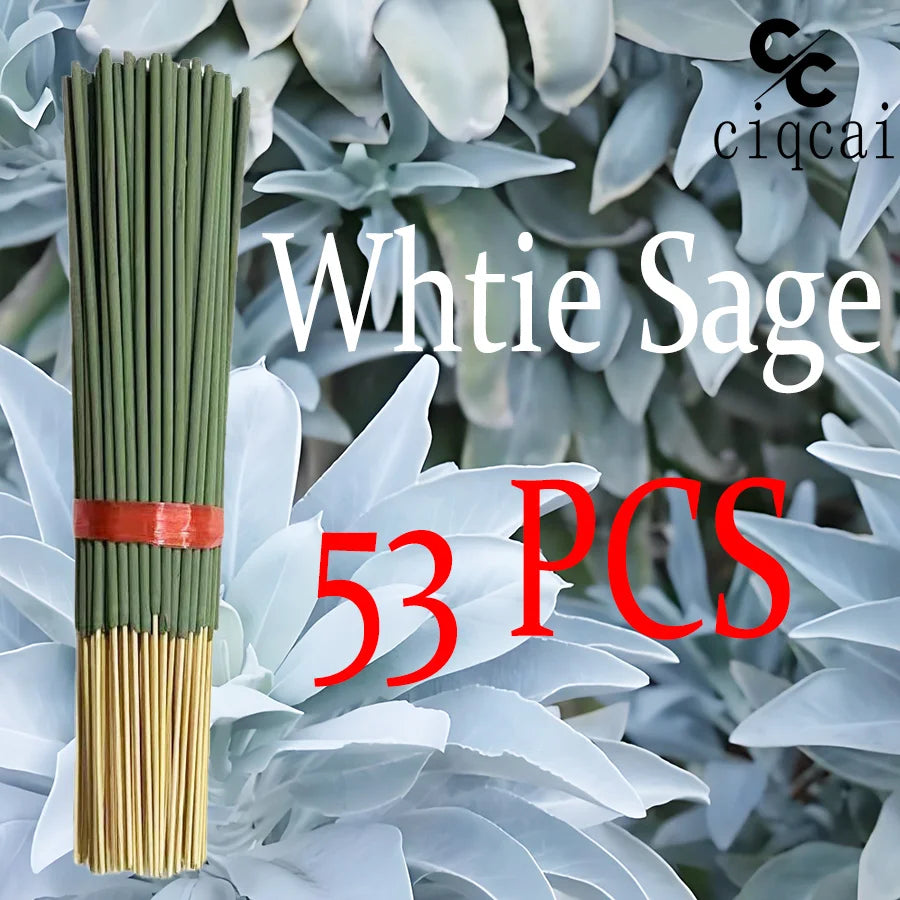 Hot-Selling High-Quality White Sage Incense Sticks, 22cm Long Thickened Handmade Bamboo Incense Sticks, with Natural Fragrance, Long-Lasting Scent, Perfect Choice for Meditation, Yoga, Massage, Home, Hotels, and Spas