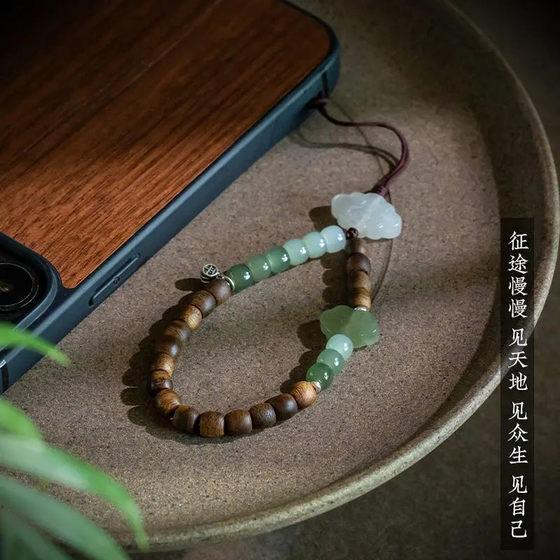 Agarwood Jade Pendant Keychain for Men Women