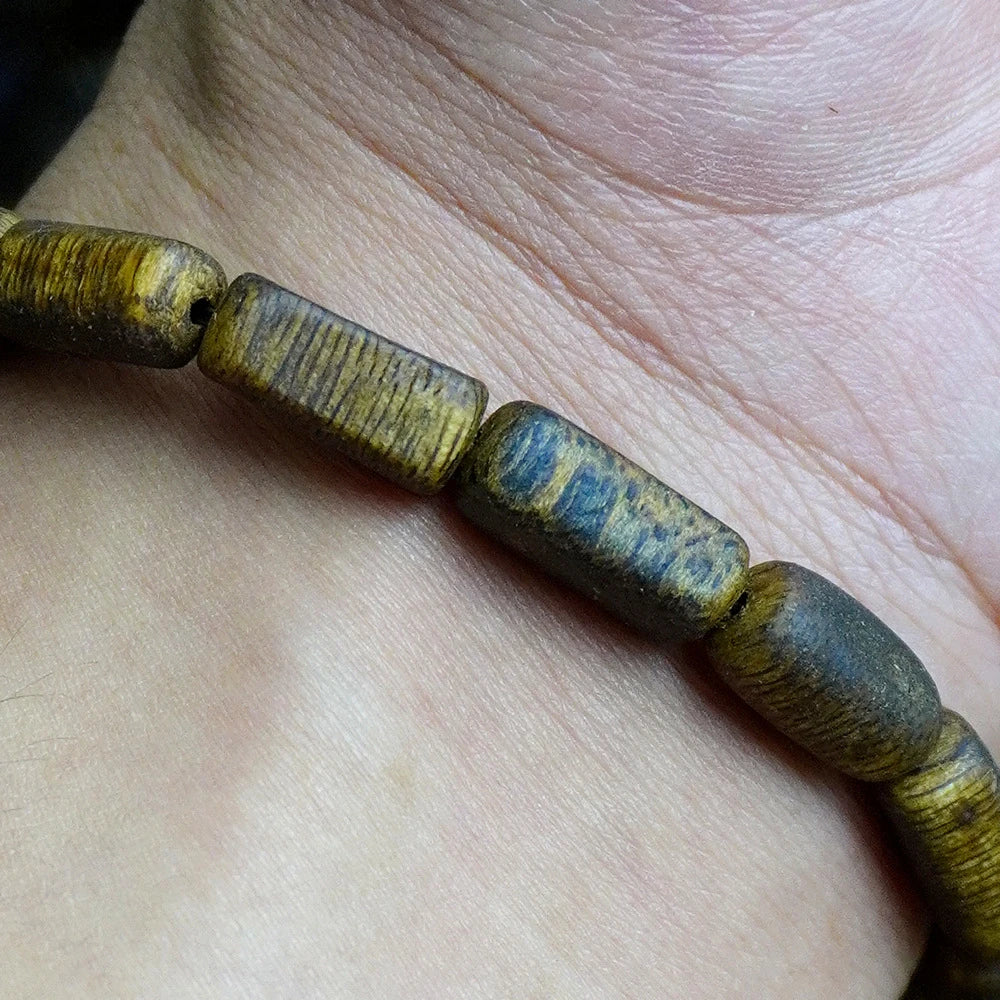 Authentic Kyara Agarwood Bracelet, Free-Form, Scarred Pattern