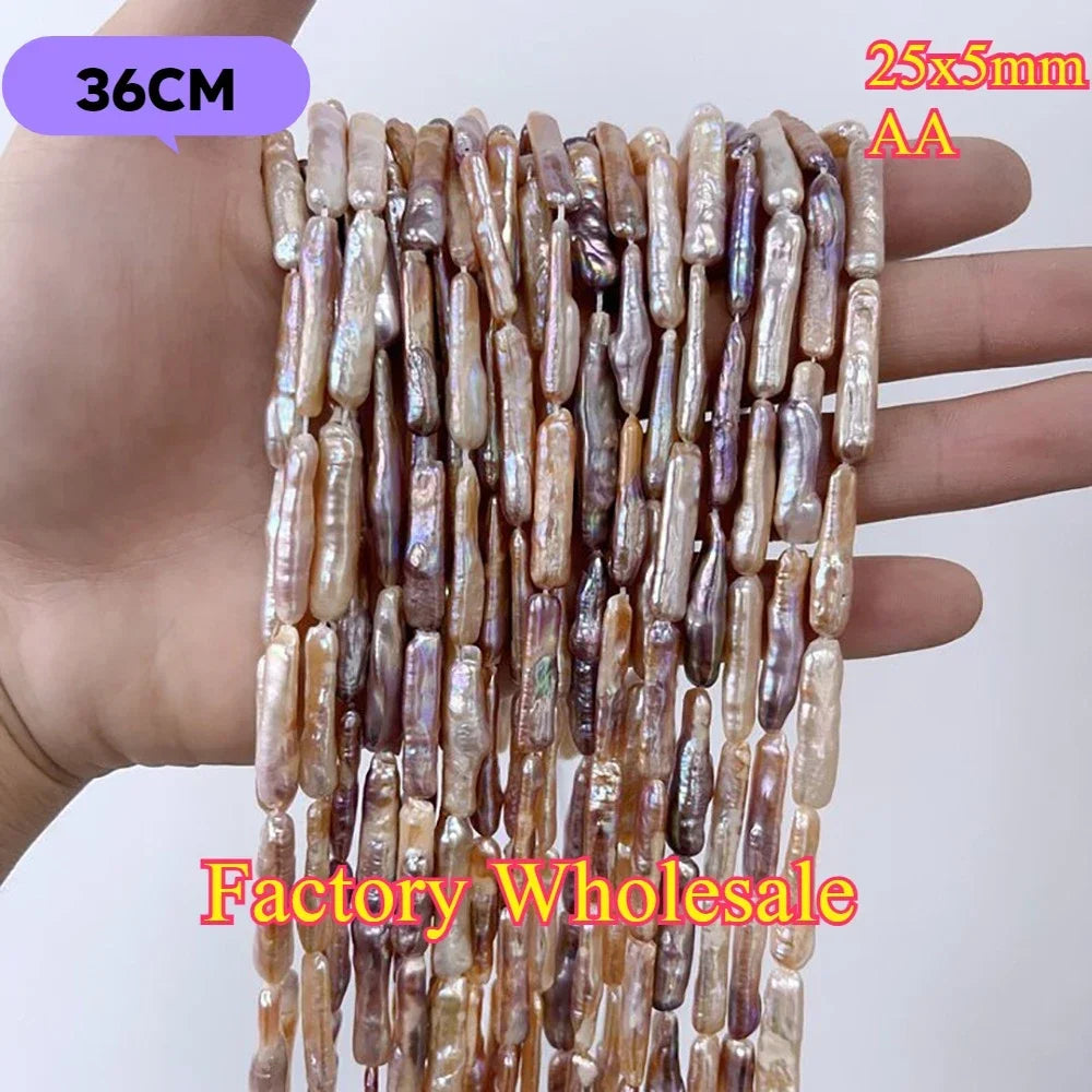 25x5mmAA Exquisite Baroque Strip Bead Factory Wholesale Natural Freshwater Purple Pearl Jewelry Make DIY Necklace Bracelet Women