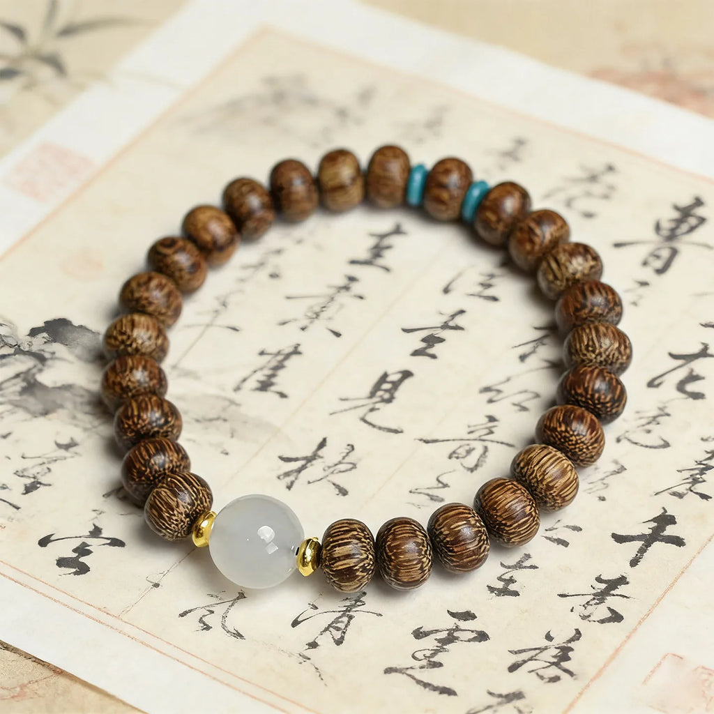 DIY Agarwood and Small Wenge Wood Abacus Bead Buddhist Bracelets for Men and Women Single Strand Wrist Mala Gifts