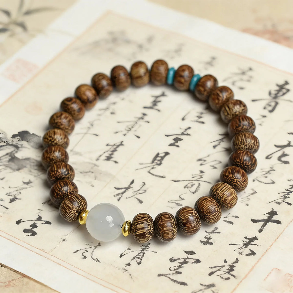 DIY Agarwood and Small Wenge Wood Abacus Bead Buddhist Bracelets for Men and Women Single Strand Wrist Mala Gifts