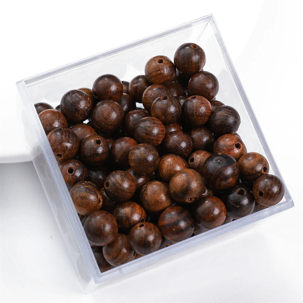 50Pcs/Lot 8mm Brown Series Natural Wooden Beads Eco-Friendly Wood Round Loose Beads For Jewelry Making Bracelets DIY Accessories