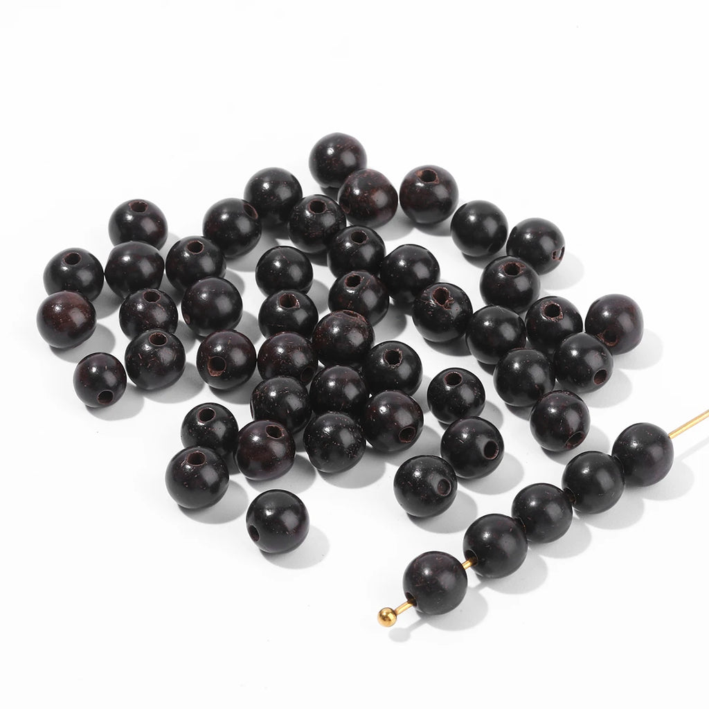 50 Pcs/lot Natural Wooden Bead Black Sandalwood Ebony Beads 6 8 10 12 15mm For Jewelry Making Diy Necklace Bracelet Accessory