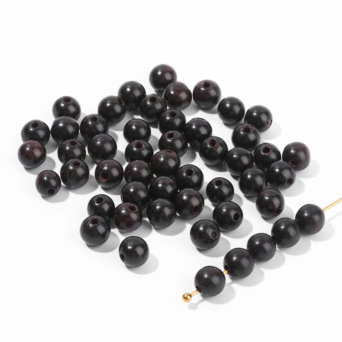 50 Pcs/lot Natural Wooden Bead Black Sandalwood Ebony Beads 6 8 10 12 15mm For Jewelry Making Diy Necklace Bracelet Accessory