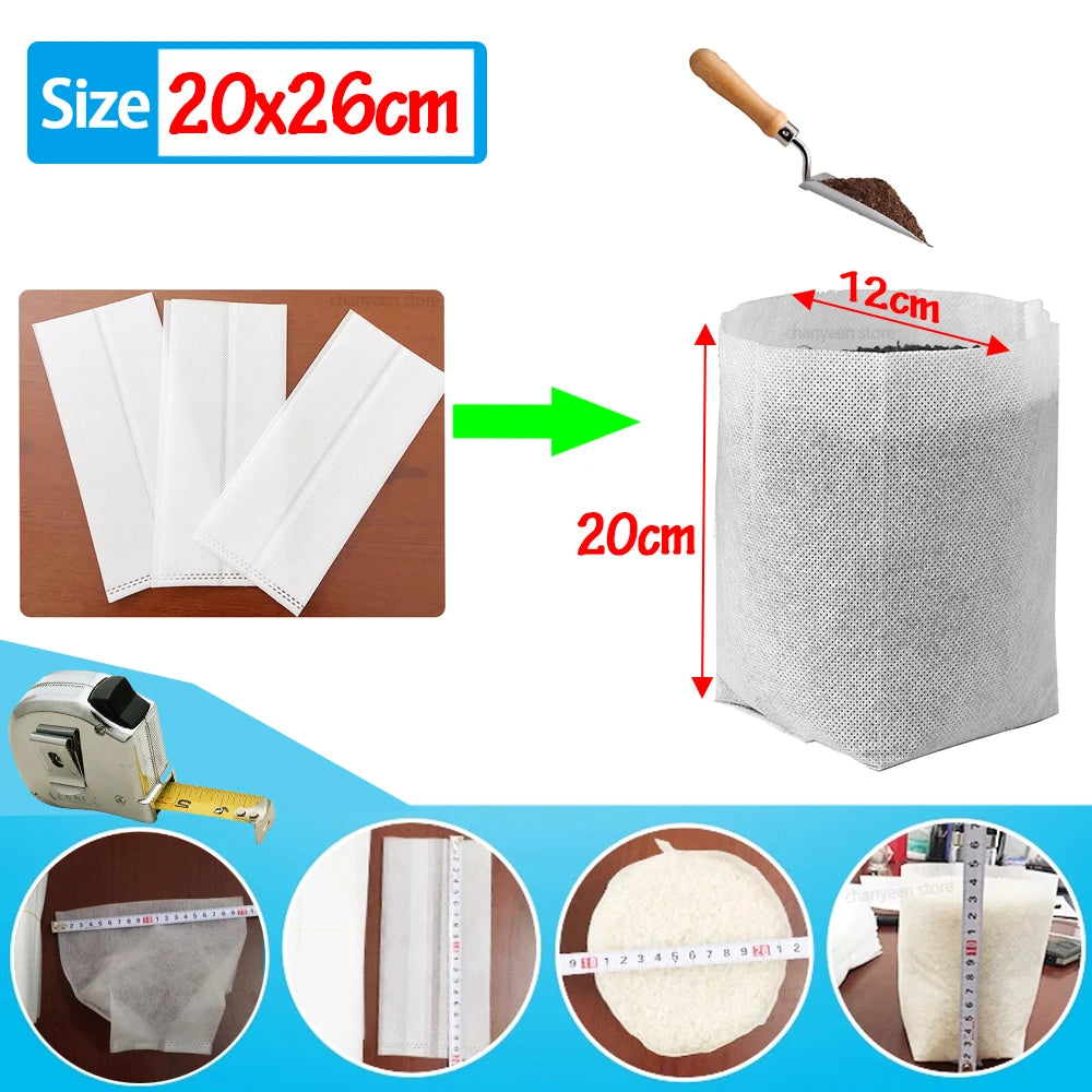 100-500Pcs Biodegradable Grow Bags 10x10cm-20x26cm