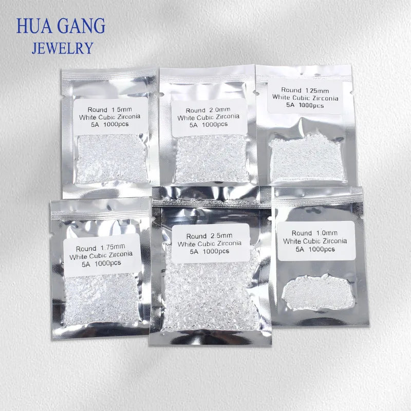 AAAAA Grade White 0.8~12.0mm Loose Zircon Stone Brilliant Round Cut Cubic Zirconia Stones For Jewelry Making DIY