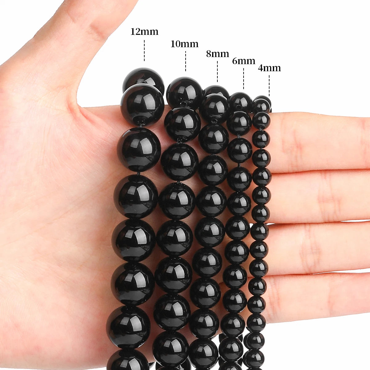 5A Natural Black Agate Onyx Stone Beads Round Loose Spacer 4 6 8 10 12mm For Jewelry Making DIY Bracelets Accessory 15'' Strand