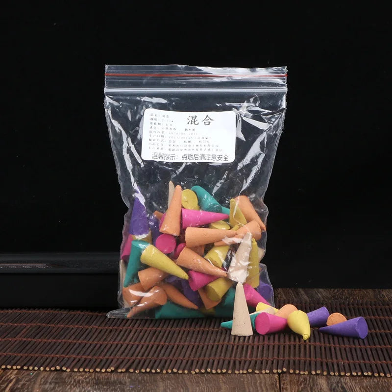 30Pcs Natural Incense Cones Mixed Flavor Backflow Insence Floral Lavender Sandalwood Yoga Meditation Tea Room Home Decorations