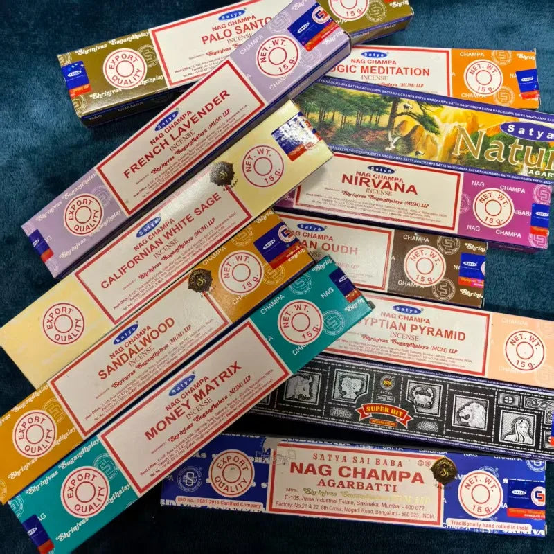 4 Boxes MONEY MATRIX Incense Sticks - Mixed Flavor Satya Handmade Sandalwood/Lavender/BLACK OPIUM/PALO SANTO/Super Hit/NAGCHAMPA