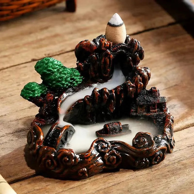 Creative Backflow Incense Tower Ornament, Indoor Bedroom Coil Incense, Household Agarwood Incense, Deodorization & Odor Removal
