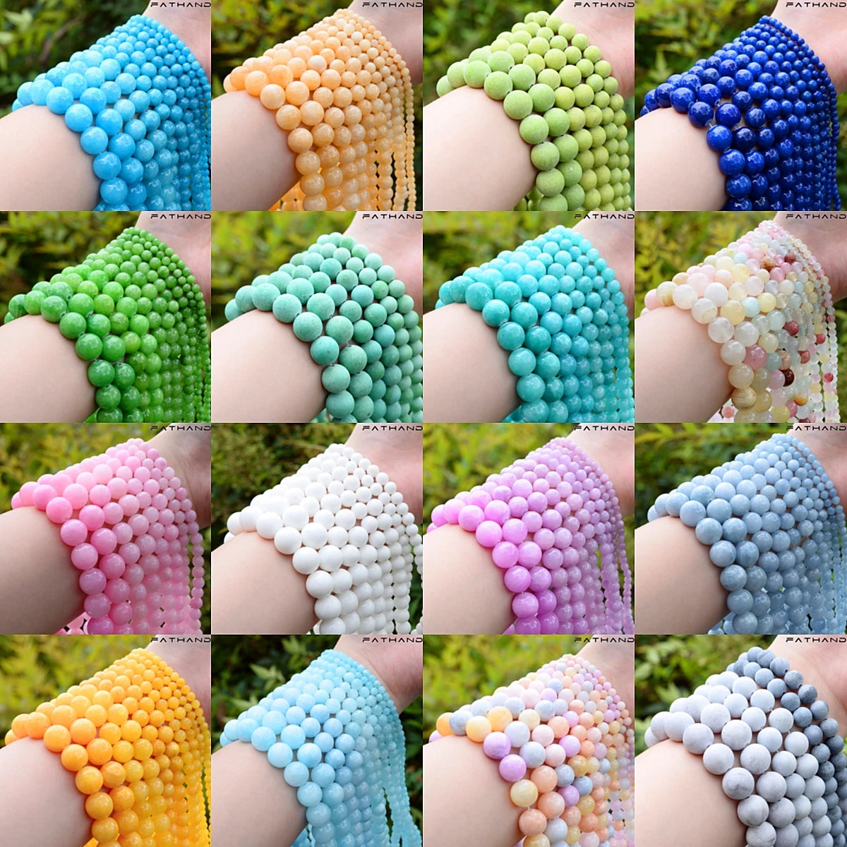 Lemon Yellow Beige Topazs Natural Round Stone Beads Smooth Spacer Bead For Jewelry Making DIY Bracelet 4/6/8/10/12mm