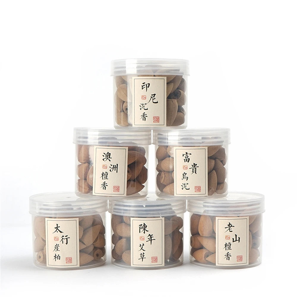 Natural Backflow Incense Cones 50 Pieces, Agarwood & Sandalwood Scent