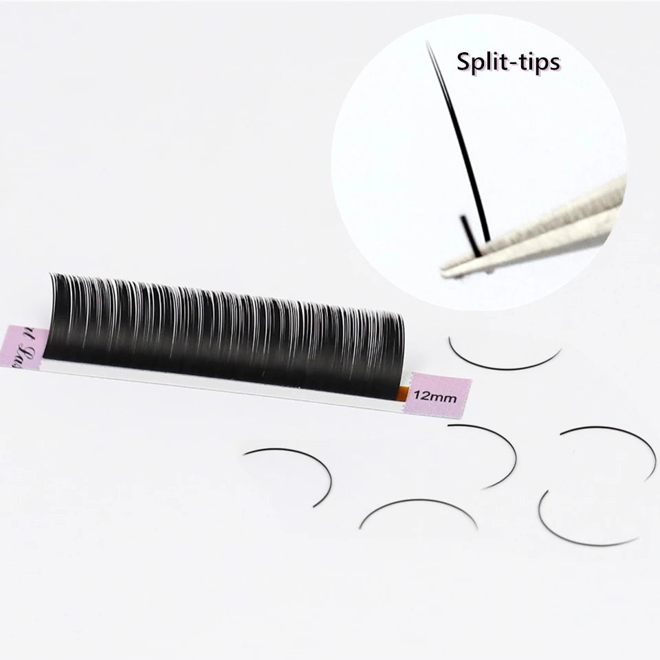 AGUUD Matte Dark Black Ellipse Flat Lashes 0.15 0.20 B C CC D DD Double Split Tip Individual Flat False Eyelashes Makeup Cilia