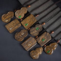 Agarwood Peace Tag Pendant Neckwear Fortune Carved Unisex Inlaid Craft Small Necklace Jewelry