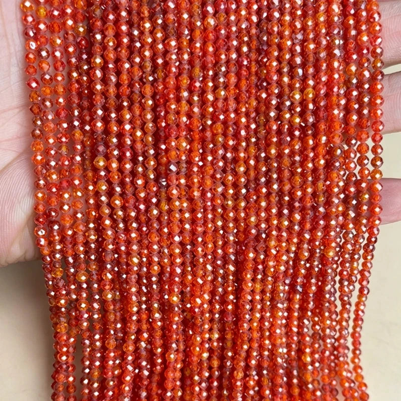 2 3 4mm Faceted Zircon Cubic Natural Stone Round Loose Beads For Making Women DIY Bracelet Necklace Jewelry Accessories Supplies