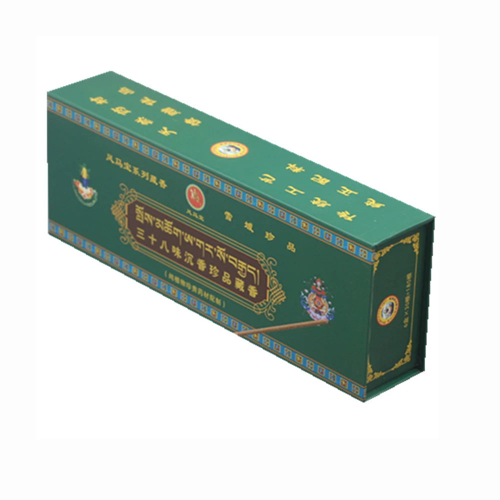 Tibetan 38-Ingredient Agarwood Medicinal Incense, Natural Handmad Herbal Tibetan Incense, Home Buddha Worship Aroma Gift Box