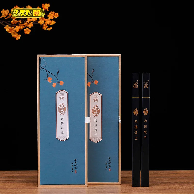 Agarwood Incense Sticks Natural Qinan Red Earth Line Incense Gift Box 10g 21cm for Meditation Prayer and Home Fragrance
