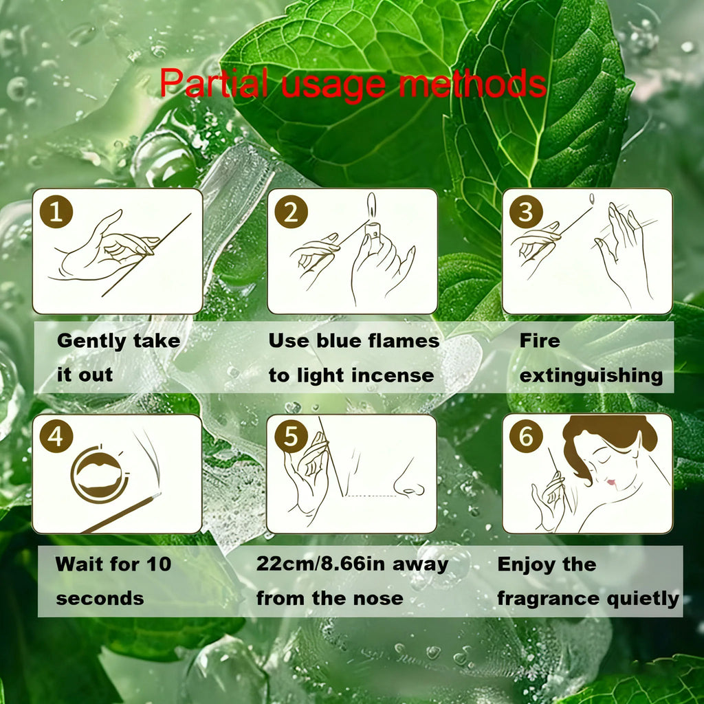 Fresh Mint Aromatherapy Stick, Mint Helps to Refresh the Mind and Improve Air Circulation, Suitable for Yoga and Meditation, Home, Living Room, Tea Room, Hotel, Outdoor Activities, Easy to Carry