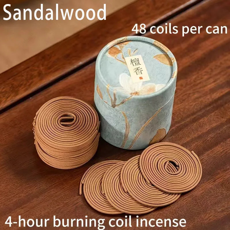 48Pcs Incense Coils with Rose, Osmanthus, Mugwort, Sandalwood, and Agarwood Scents, 4-Hour Burning Time, Indoor Floral Fragrance, Air Purification, Long-Lasting Fragrance
