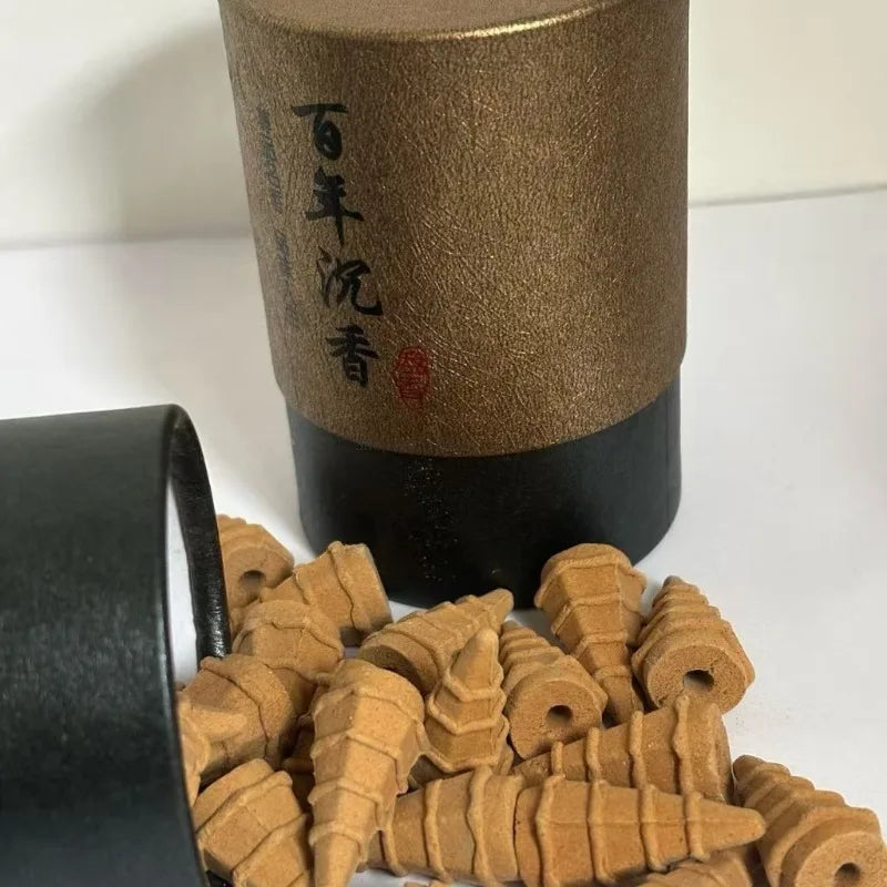50g Hainan Agarwood Handmade Reverse Flow Tower Incense Home Indoor Advanced Lasting Fragrance Relaxing Purifying Aromatherapy