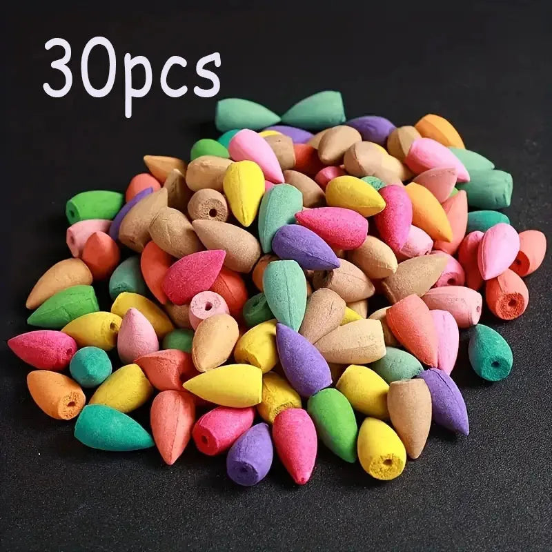 30/100 Pcs Backflow Incense Cones – Mixed Smoke Waterfall Reverse Flow Incense for Burner, Home Spa