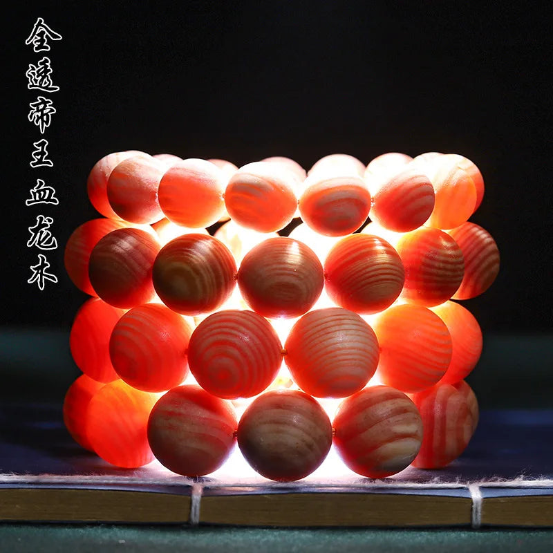 Full Oil High Transparent Amber Wood Men's Bracelet Changbai Mountain North Agarwood Northeast Pine Mingzi Prayer Beads Gifts