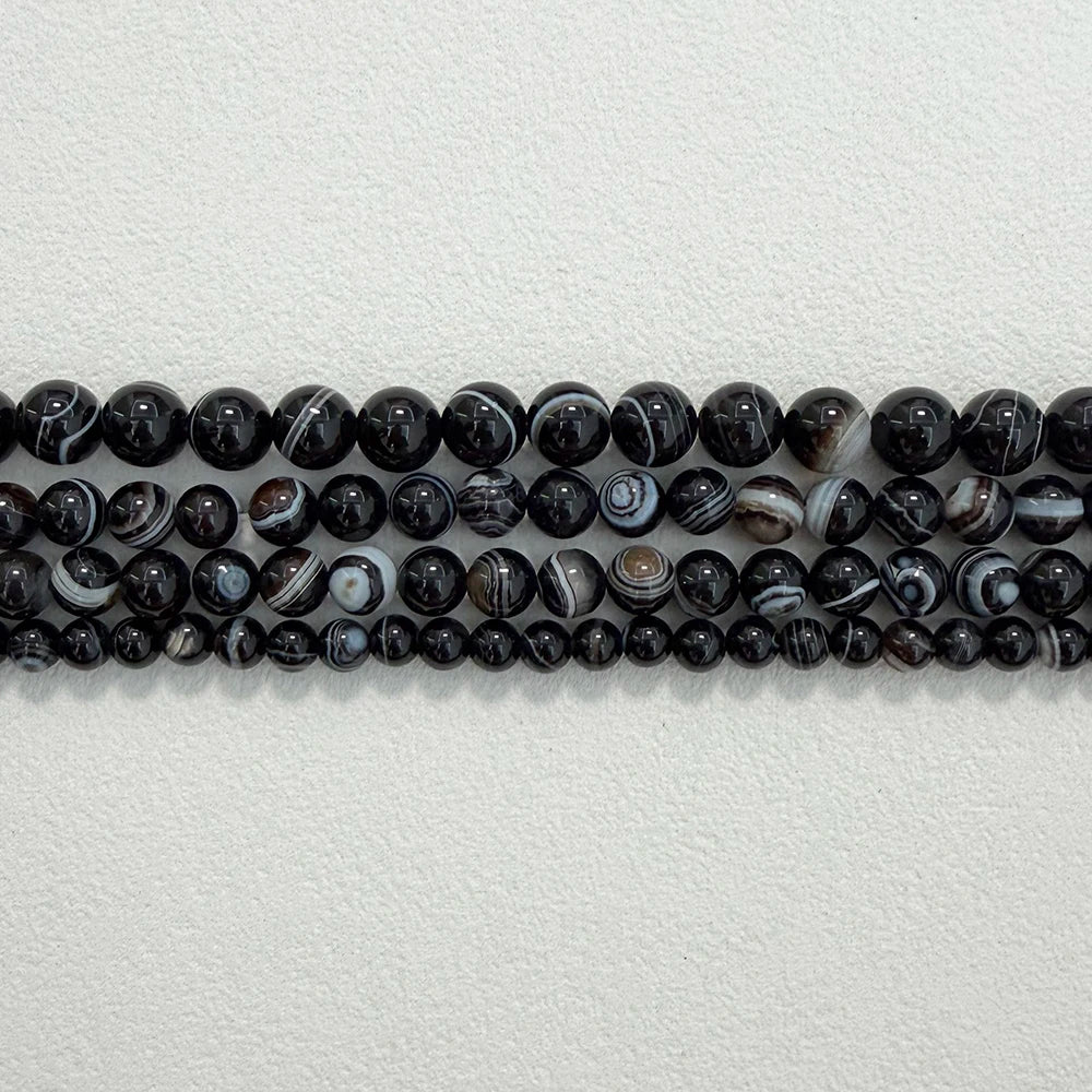 Natural Stone AAAA Quality Black Sardonyx Agate Round Loose Beads 6 8 10 12MM Pick Size For Jewelry Making